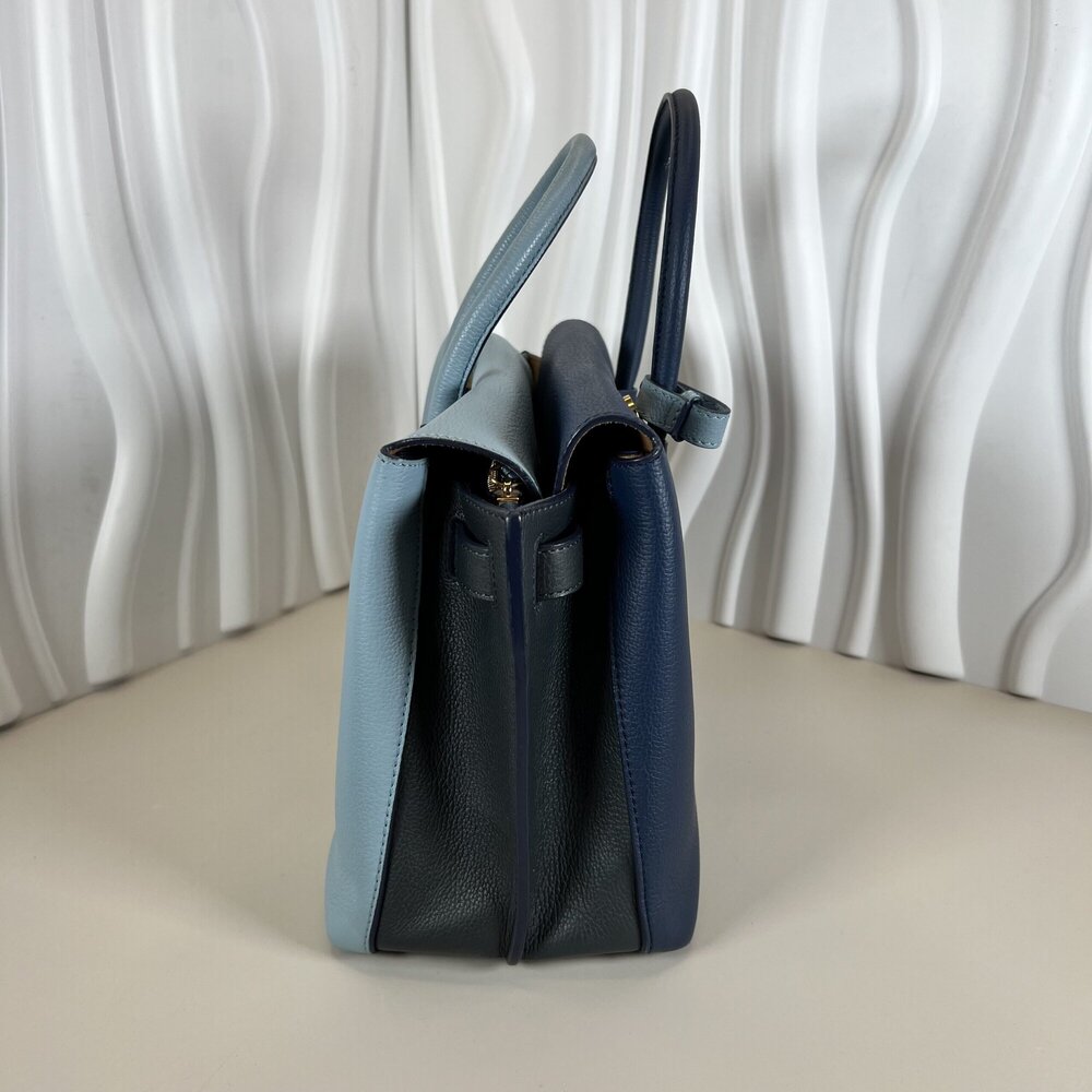 MCM Milla Medium Top Handle Tote Light Sky Blue/Mint and Black Accent image 4